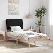 vidaXL Sängram med huvudgavel Brun och svart 80 x 200 cm Massiv furu