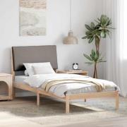 vidaXL Sängram med huvudgavel Brun och taupe 90 x 190 cm Massiv furu
