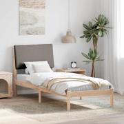 vidaXL Sängram med huvudgavel Brun och taupe 75 x 190 cm Massiv furu