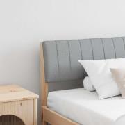 vidaXL Klädd sänggavel Ljusgrå 200 cm Massiv furu