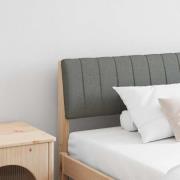 vidaXL Klädd sänggavel Mörkgrå 200 cm Massiv furu