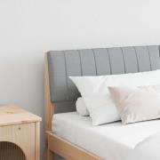 vidaXL Klädd sänggavel Ljusgrå 160 cm Massiv furu