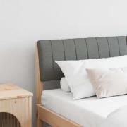 vidaXL Klädd sänggavel Mörkgrå 160 cm Massiv furu