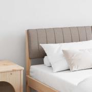 vidaXL Klädd sänggavel Taupe 150 cm Massiv furu