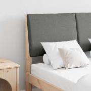 vidaXL Klädd sänggavel Mörkgrå 120 cm Massiv furu