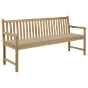 vidaXL Trädgårdsbänk med beige dyna 175 cm massiv teak