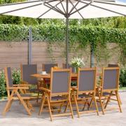 vidaXL Justerbara trädgårdsstolar 8 st antracit tyg och massivt trä