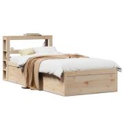 vidaXL Sängram med huvudgavel 100x200 cm massiv furu