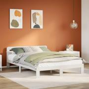 vidaXL Sängram utan madrass vit 150x200 cm massiv furu