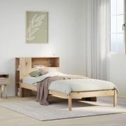 vidaXL Säng med bokhylla utan madrass 75x190cm massiv furu