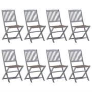 vidaXL Hopfällbara trädgårdsstolar 8 st med dynor massivt akaciaträ