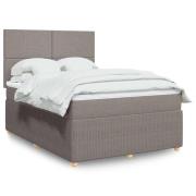 vidaXL Ramsäng med madrass taupe 140x190 cm tyg