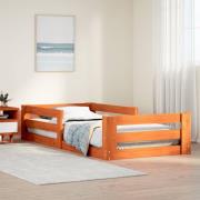 vidaXL Sängram utan madrass vaxbrun 100x200 cm massiv furu