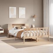 vidaXL Säng med bokhylla utan madrass 135x190cm massiv furu