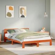 vidaXL Sängram utan madrass vaxbrun 135x190 cm massiv furu