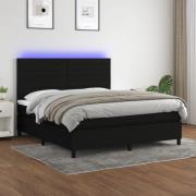 vidaXL Ramsäng med madrass & LED svart 160x200 cm tyg
