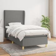vidaXL Ramsäng med madrass mörkgrå 90x190 cm tyg