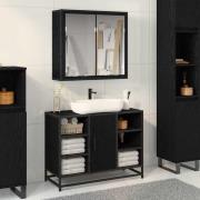 vidaXL Badrumsmöbelset 2 pcs Svart ek 80 x 33 x 60 cm Konstruerat trä