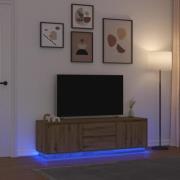 vidaXL TV-bänk med LED-lampor hantverksmässig ek 160,5x41x50 cm
