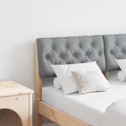 vidaXL Klädd sänggavel Ljusgrå 120 cm Massiv furu