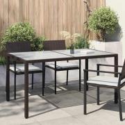 vidaXL Utebord 150x90x75 cm Härdat glas och konstrotting brun