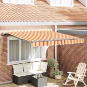 vidaXL Utfällbar markis gult och orange 350 x 250 cm tyg