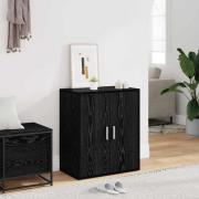 vidaXL Skoskåp med hylla Svart Ek 60 x 35 x 70 cm Konstruerat trä