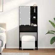 vidaXL Smyckebord med låda Svart Ek 60 x 40 x 140 cm Konstruerat trä