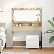 vidaXL Sminkbord med hylla Sonoma ek 100 x 41 x 135 cm Konstruerat trä