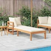 vidaXL Solsäng med 1 armstöd gräddvit massivt akaciaträ