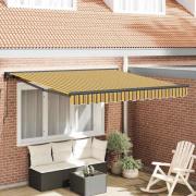 vidaXL Utfällbar markis Flerfärgad rand 350x250 cm tyg