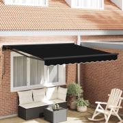 vidaXL Utfällbar markis Svart 350x250 cm tyg