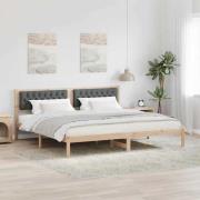 vidaXL Sängram med huvudgavel Mörkgrå 200 x 200 cm Massiv furu