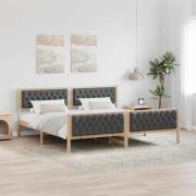 vidaXL Sängram med huvudgavel Mörkgrå 200 x 200 cm Massiv furu