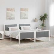 vidaXL Sängram med huvudgavel Vit och ljusgrå 180 x 200 cm Massiv furu