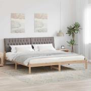 vidaXL Sängram med Klädd Huvudgavel Brun 200 x 200 cm Massiv furu