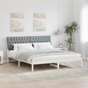 vidaXL Sängram med Klädd Huvudgavel Vit 180 x 200 cm Massiv furu