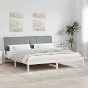 vidaXL Sängram med huvudgavel Vit 200 x 200 cm Massiv furu