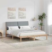 vidaXL Sängram med huvudgavel Brun 160 x 200 cm Massiv furu