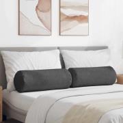 vidaXL Bolsterkuddar 2 pcs Mörkgrå Ø 25 x 70 cm Kordread tyg