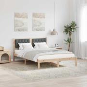 vidaXL Sängram med huvudgavel Mörkgrå 150 x 200 cm Massiv furu