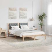 vidaXL Sängram med huvudgavel Ljusgrå 140 x 190 cm Massiv furu