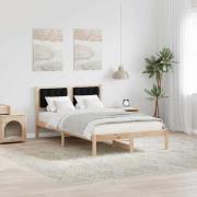vidaXL Sängram med huvudgavel Svart 120 x 190 cm Massiv furu