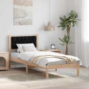 vidaXL Sängram med huvudgavel Svart 90 x 200 cm Massiv furu