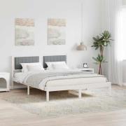vidaXL Sängram med Klädd Huvudgavel Ljusgrå 160 x 200 cm Massiv furu