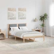 vidaXL Sängram med Klädd Huvudgavel Ljusgrå 120 x 200 cm Massiv furu