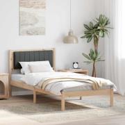 vidaXL Sängram med Klädd Huvudgavel Mörkgrå 90 x 190 cm Massiv furu