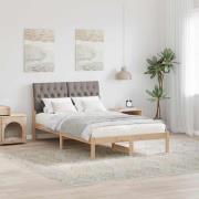 vidaXL Sängram med Klädd Huvudgavel Brun 120 x 190 cm Massiv furu