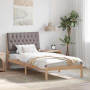 vidaXL Sängram med Klädd Huvudgavel Brun 90 x 190 cm Massiv furu
