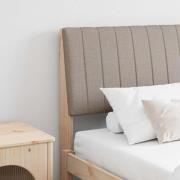 vidaXL Klädd sänggavel Taupe 200 cm Massiv furu